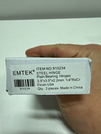 8 x Emtek 9100 Steel Hinges - SD - 1/4" Radius Corner - 3 1/2" x 3 1/2" - 910234 - Satin Brass (US4)