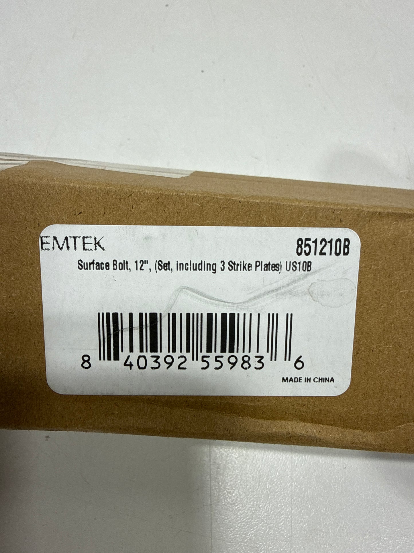 Emtek 8512 12 Inch Solid Brass Surface Bolt with Strikes and Screws, Oil Rubbed Bronze