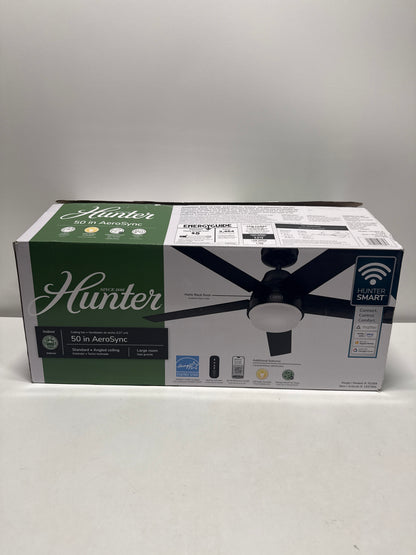 Hunter AeroSync Smart Ceiling Fan 50 Inch with LED Light Kit, WiFi Enabled, Remote Control, Indoor Modern