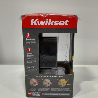 Kwikset Downtown Low Profile Iron Black Square Single Cylinder Contemporary Deadbolt Featuring SmartKey Security