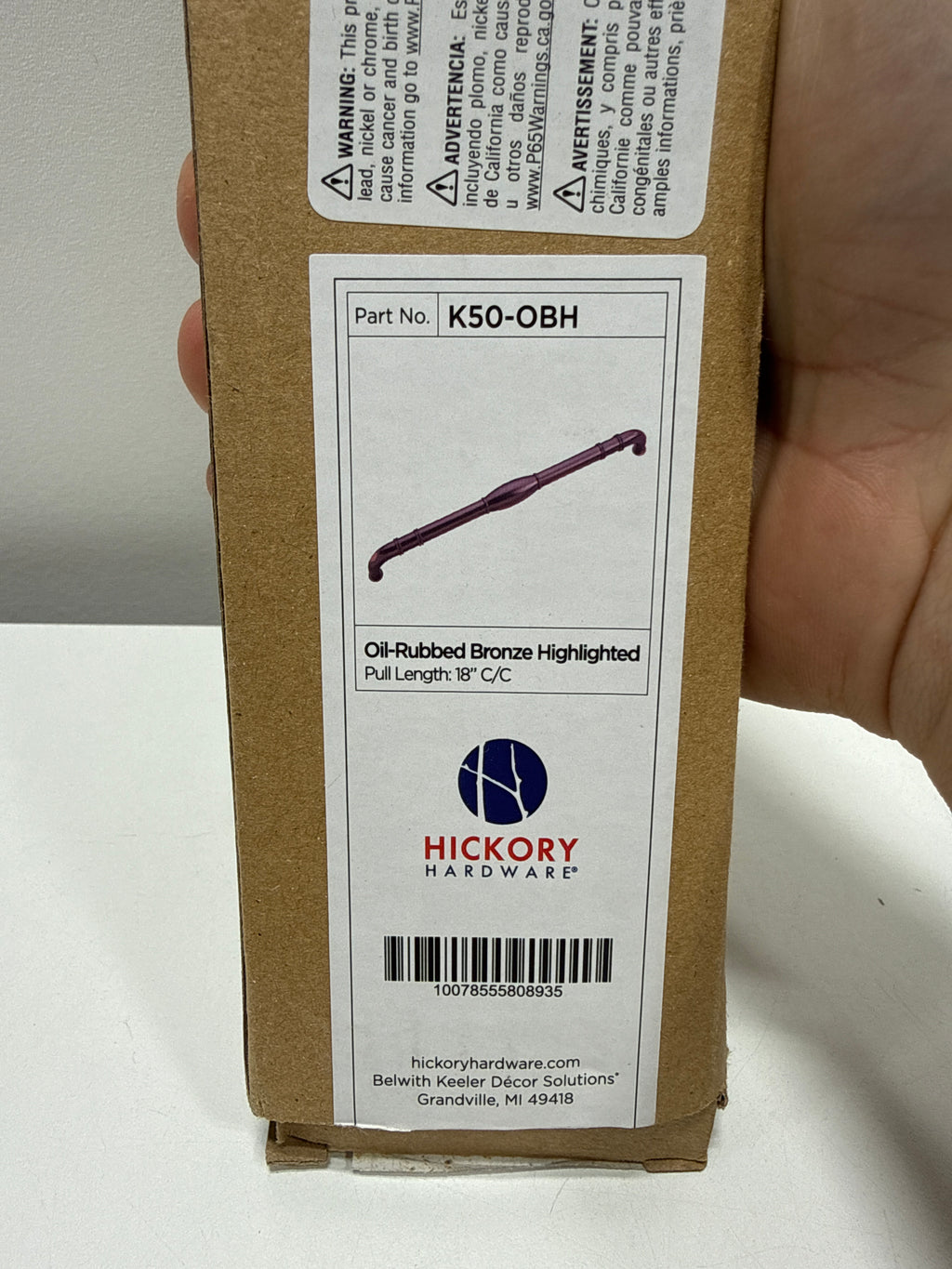 Hickory Hardware K50-OBH 18 in. Williamsburg Oil-Rubbed Bronze Appliance Pull