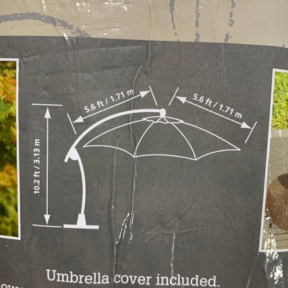 Used Sunbrella 11ft Cantileber Pario Umbrella with Base - Brown