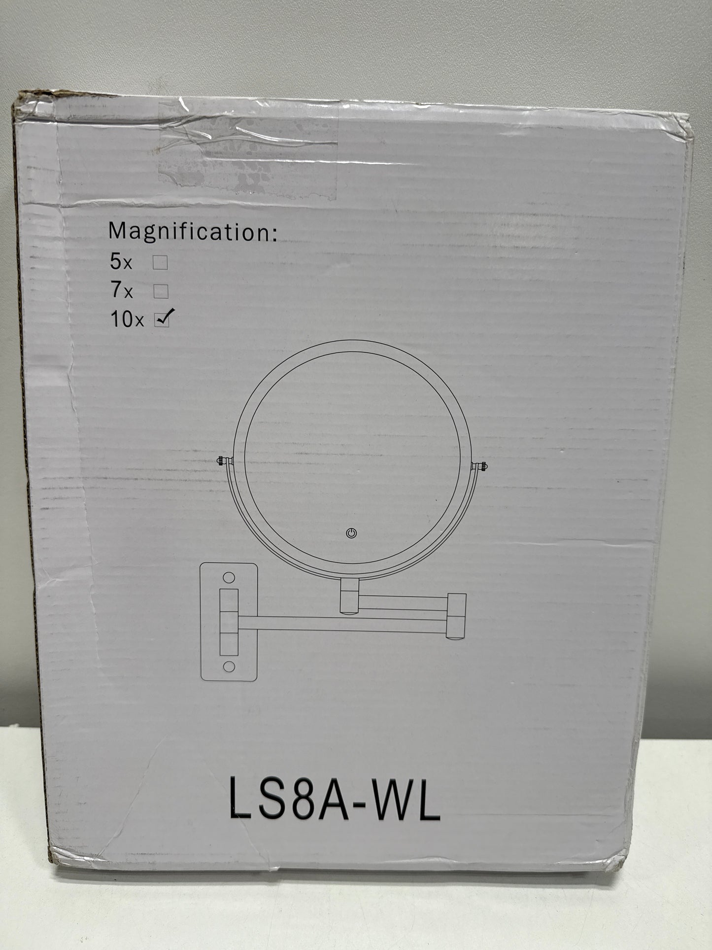 Tileon 8 in. W X 8 in. H Small Round 10X Magnifying Wall Bathroom Makeup Mirror with Built-in Battery and Type-C Port in Chrome
