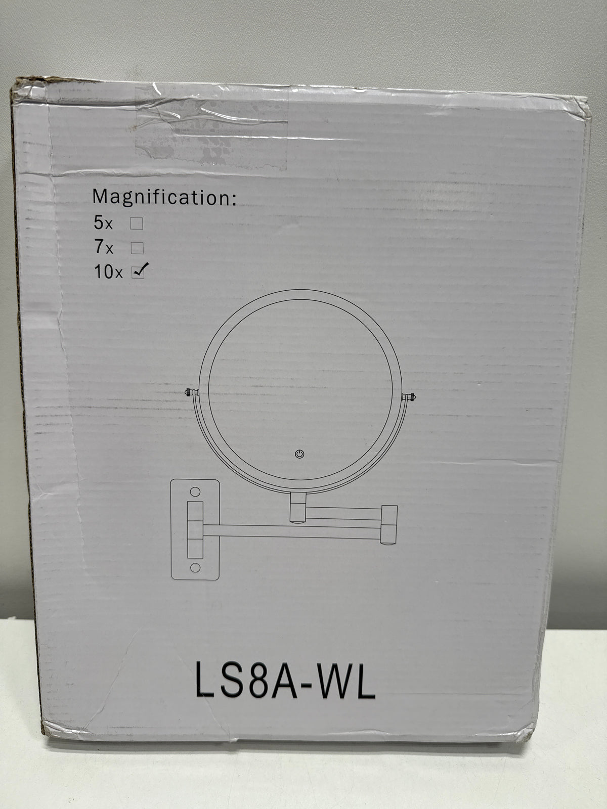 Tileon 8 in. W X 8 in. H Small Round 10X Magnifying Wall Bathroom Makeup Mirror with Built-in Battery and Type-C Port in Chrome
