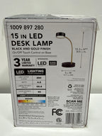 Hampton Bay 15 in. Matte Black LED Lamp with Adjustable Lamp Head