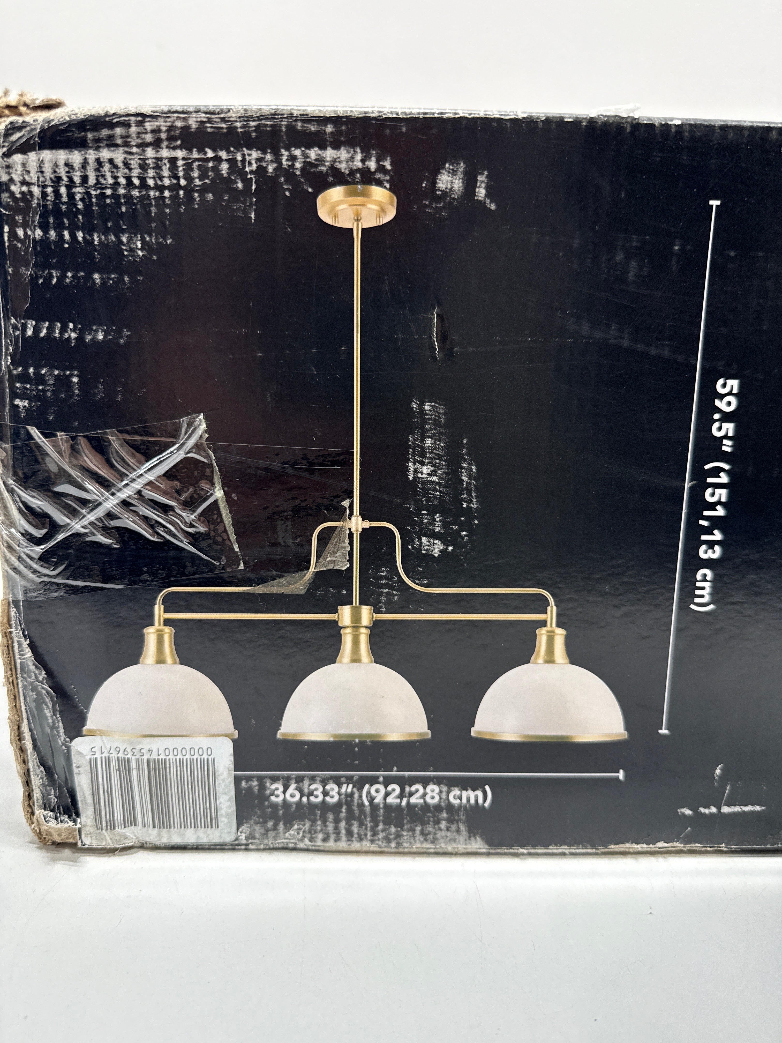 Globe Electric 60885 Beckett 3 Light 36" Wide Linear Chandelier Matte White