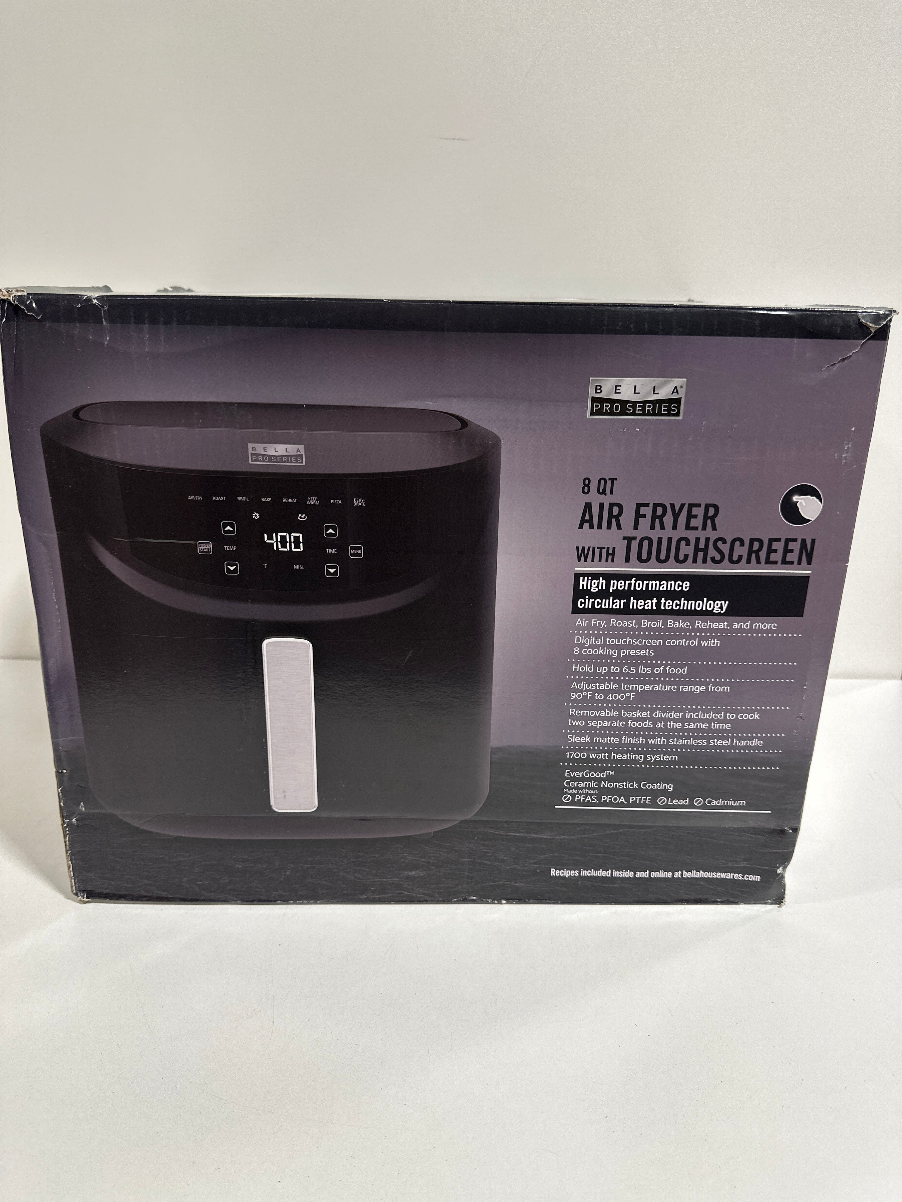 Bella PRO - 8-qt. Touchscreen Air Fryer with Divided Basket - Matte Black - *Kitchen Appliances