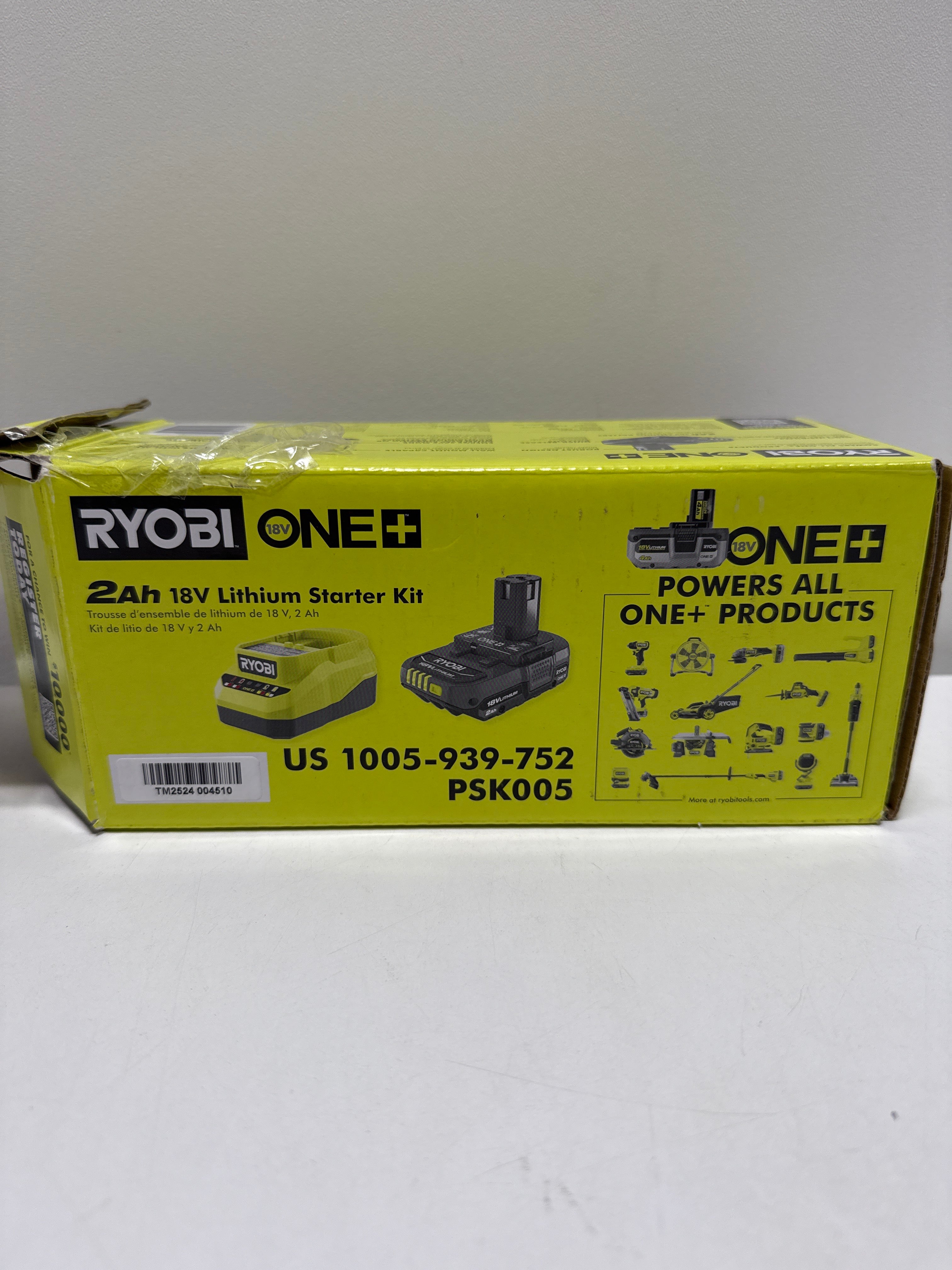 RYOBI ONE+ 18V Lithium-Ion 2.0 Ah Compact Battery and Charger Starter Kit