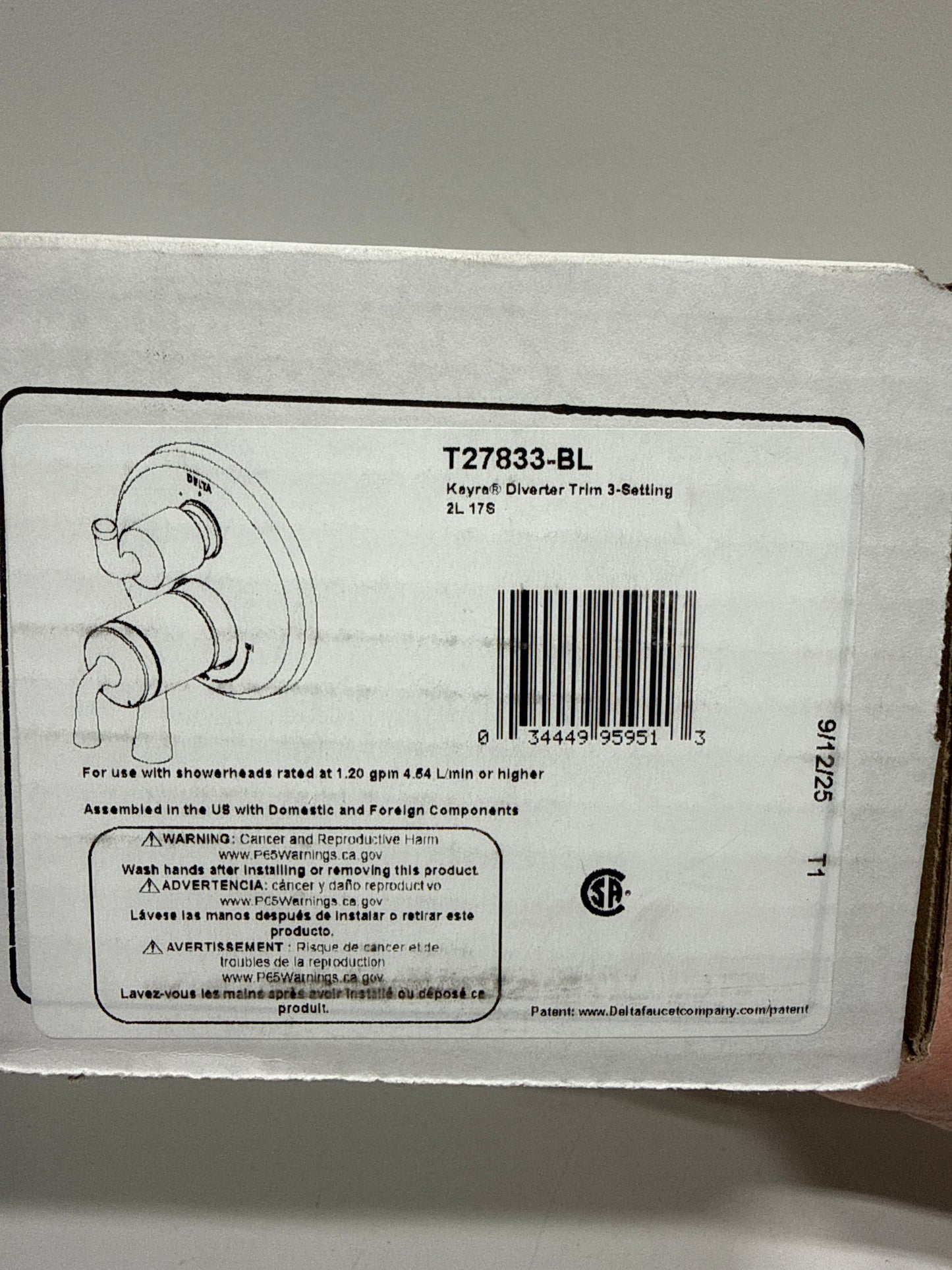 Delta Kayra:T27833 2-Handle Monitor 17 Series Valve Trim with 3- or 6- Setting Diverter