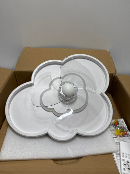 See Desc 20 in. Indoor Low Profile Integrated LED White Kids Standard Flush Mount Ceiling Fan Light with Reversible Motor Remote