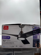 Globe Electric 37000110 52" Smart Ceiling Fan with LED Light, Remote Control, WhisperQuiet DC Motor, 6 Speeds, Matte Black