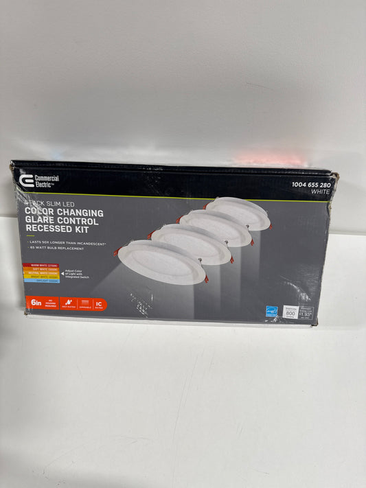 Slim Baffle Integrated LED 6 in Round Adj Color Temp Canless Recessed Light for Kitchen Bath Living rooms, White 4-Pack