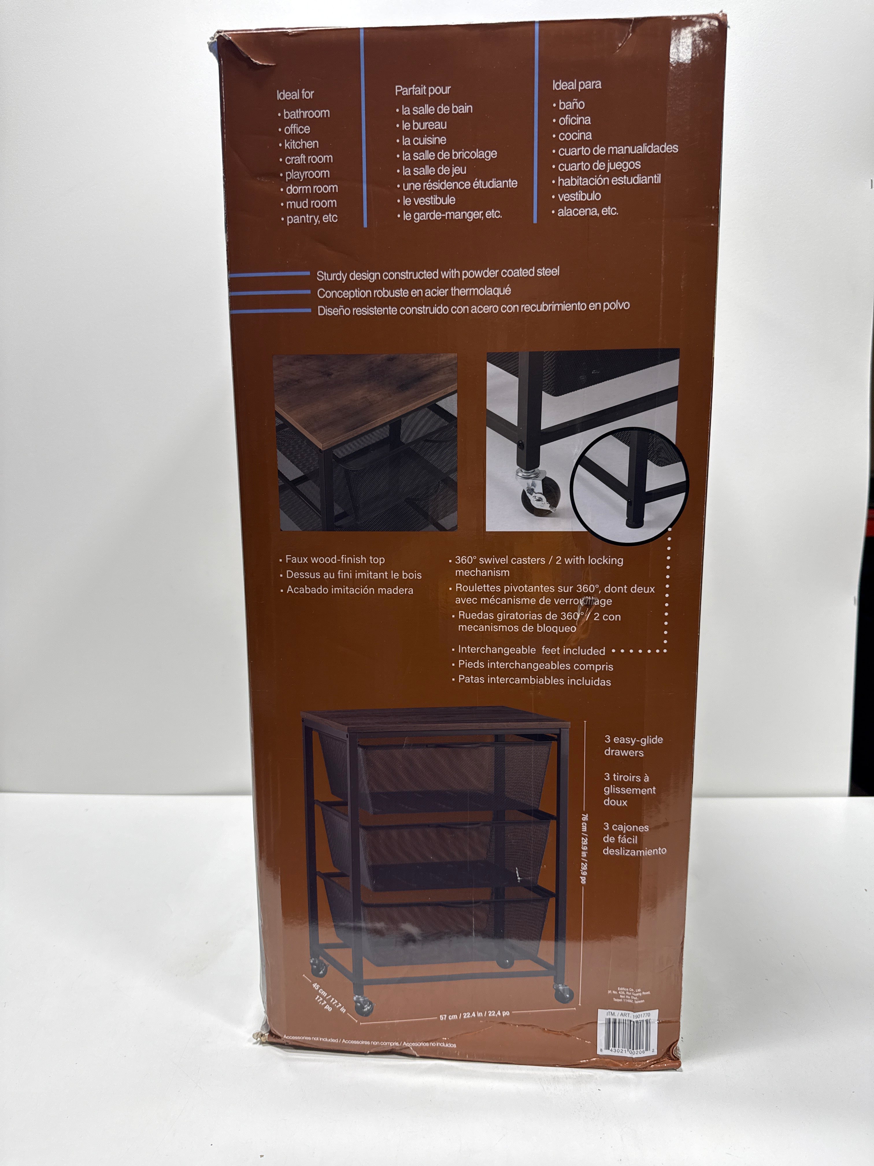 Edifice 3-tier Mesh Basket Cart