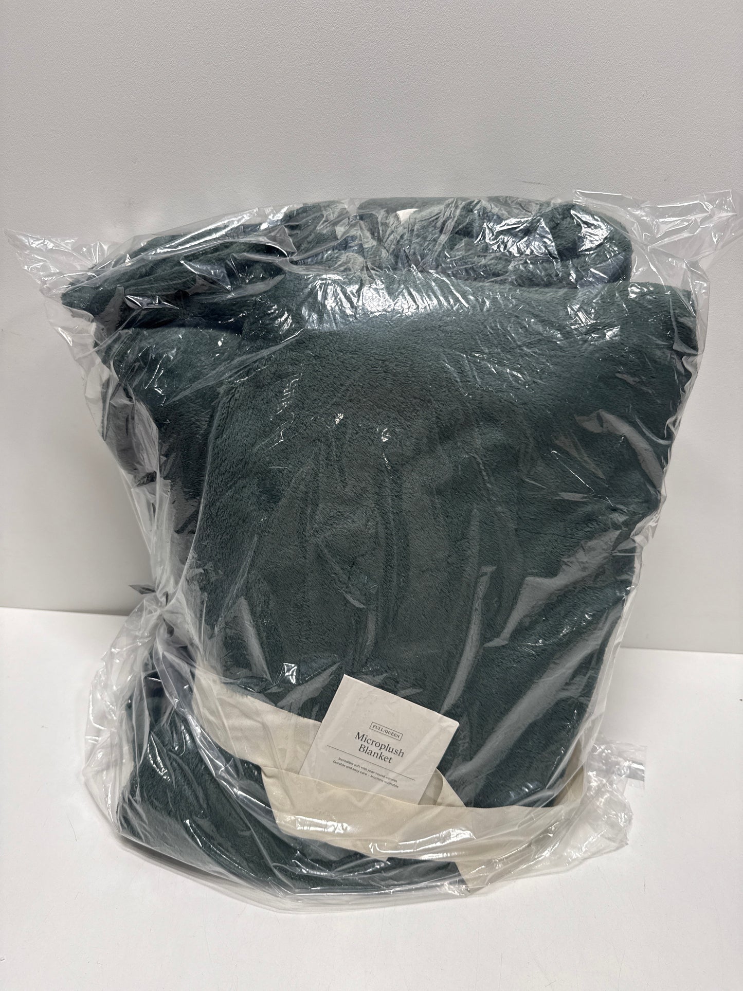 Full/Queen Microplush Bed Blanket Pine - Threshold™: Solid Green, Midweight, Modern Decor, Double-Turned Hems