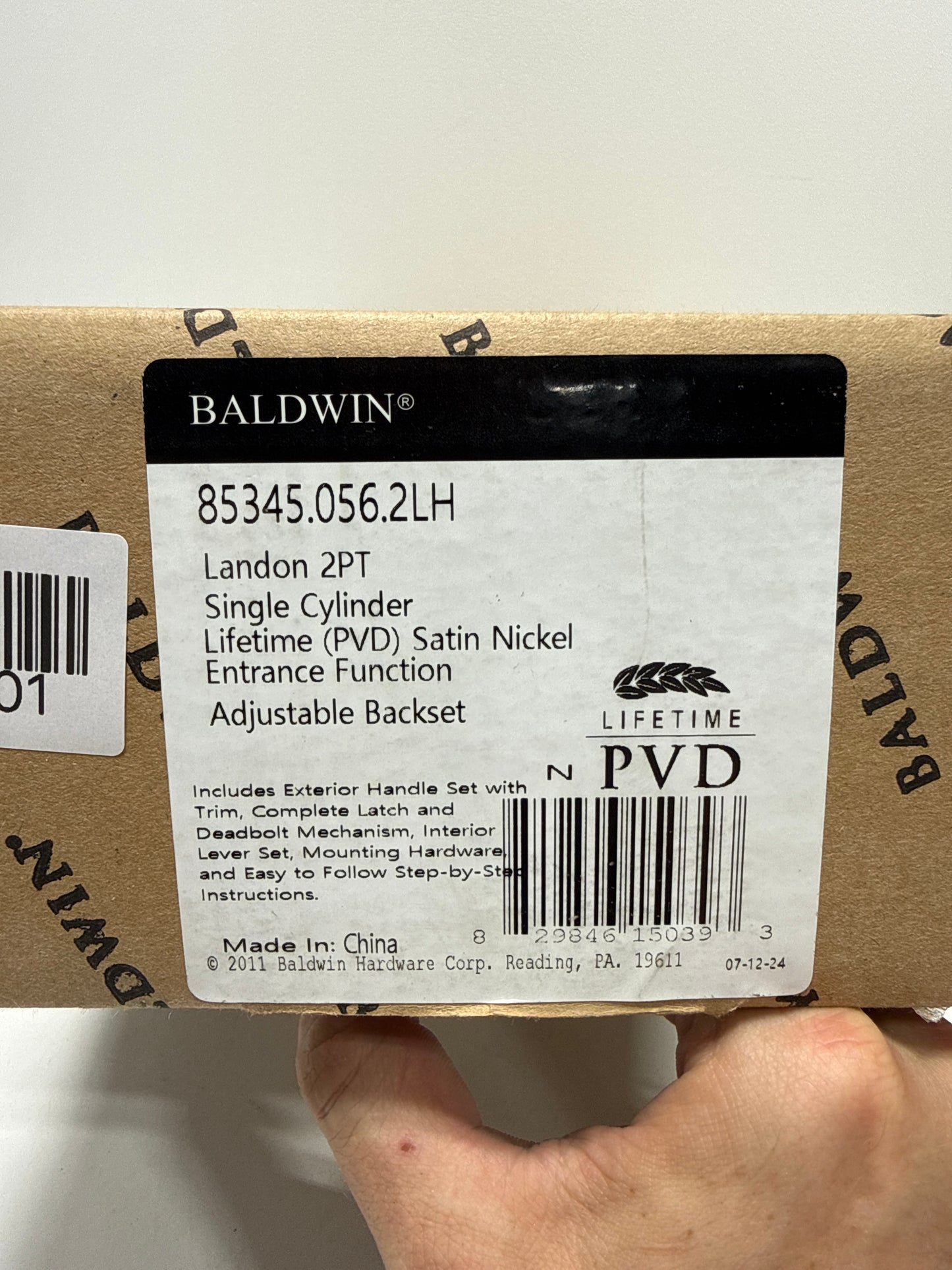 Baldwin 85345.2Lh Landon Single Cylinder Two Point Handleset - Nickel