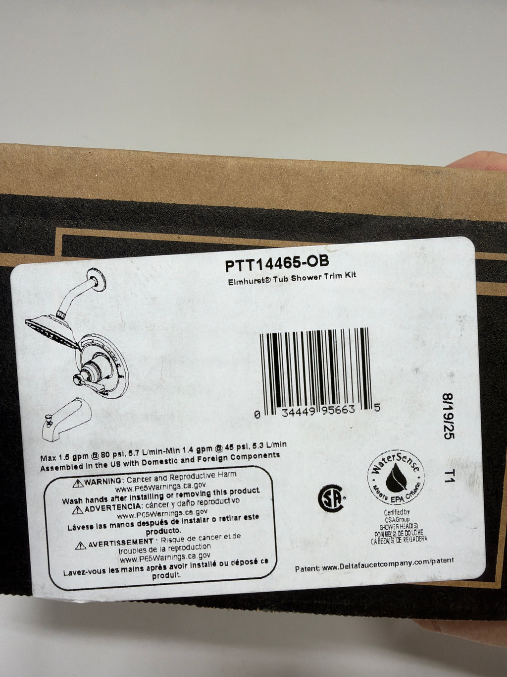 Peerless PTT14465 Elmhurst Tub and Shower Trim Package with 1.5 GPM Single Function Shower Head with Touch-Clean Technology Oil Rubbed Bronze