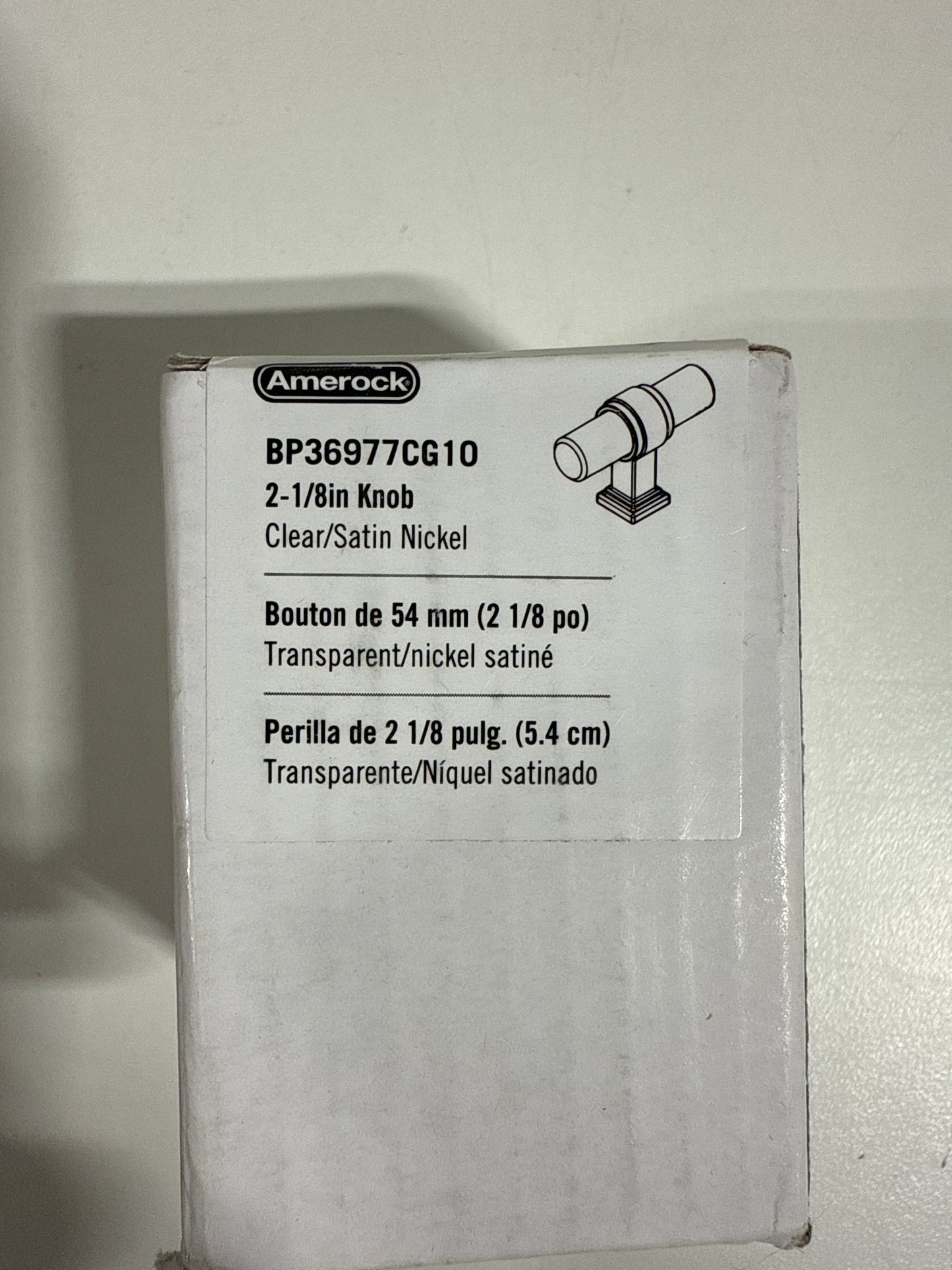 Glacio 2-1/8 in. (54mm) Length Clear/Satin Nickel Bar Cabinet Knob