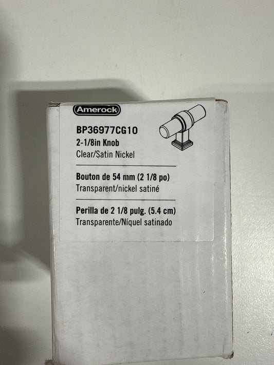 Glacio 2-1/8 in. (54mm) Length Clear/Satin Nickel Bar Cabinet Knob