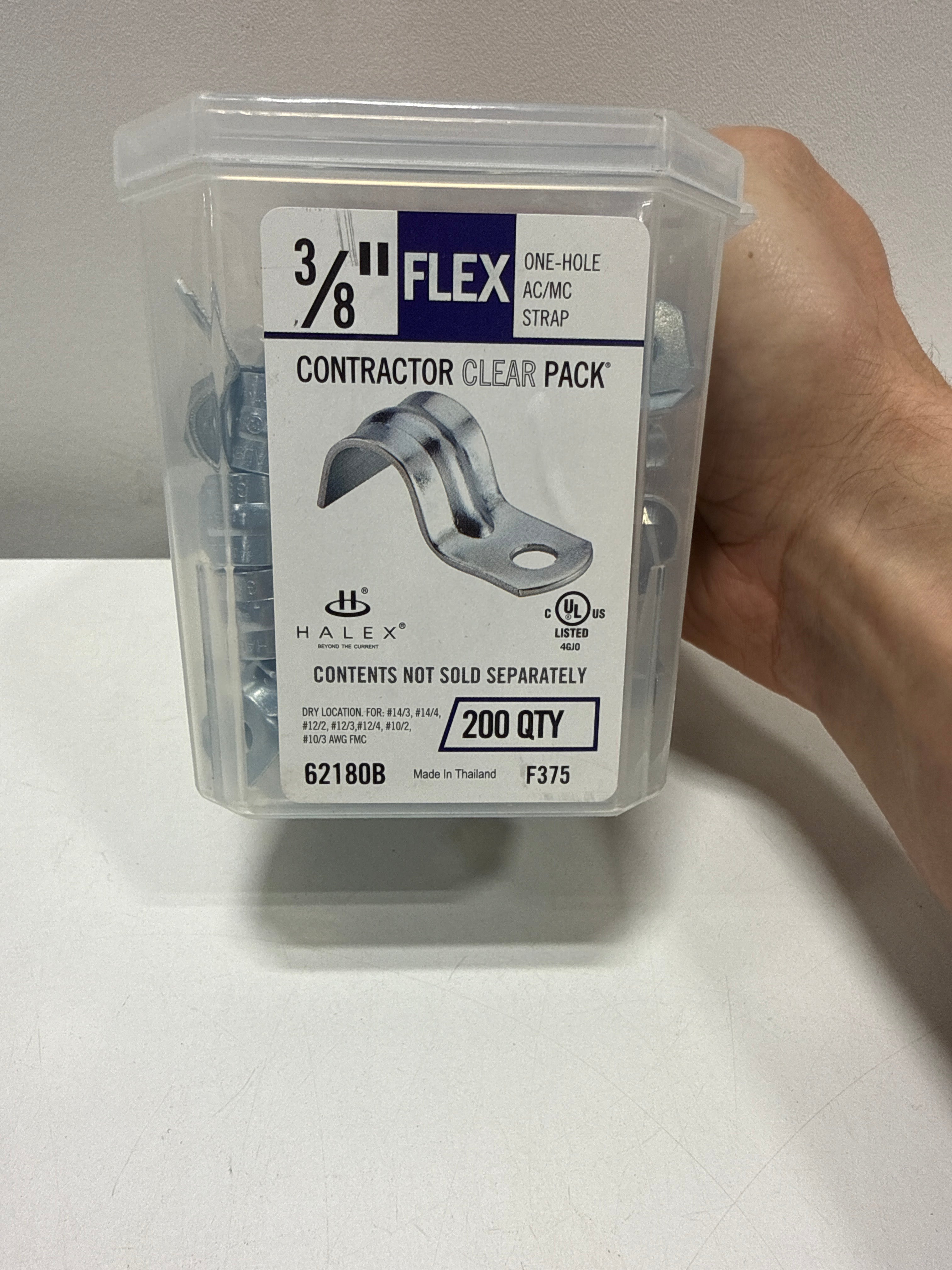 200 x Halex 3/8 in. Standard Fitting Flexible Metal Conduit (FMC) 1-Hole Straps