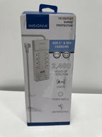 Insignia™ - 10-Outlet / 2-USB-C / 1-USB 2,400 Joules Surge Protector Strip with 6 ft. Power Cord - White - *Lighting &