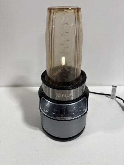 Used Ninja Nutri Blender Pro Silver 24 Oz. with 2 Speed Auto IQ, 1100 Peak Watt, Personal Blender (BN401)