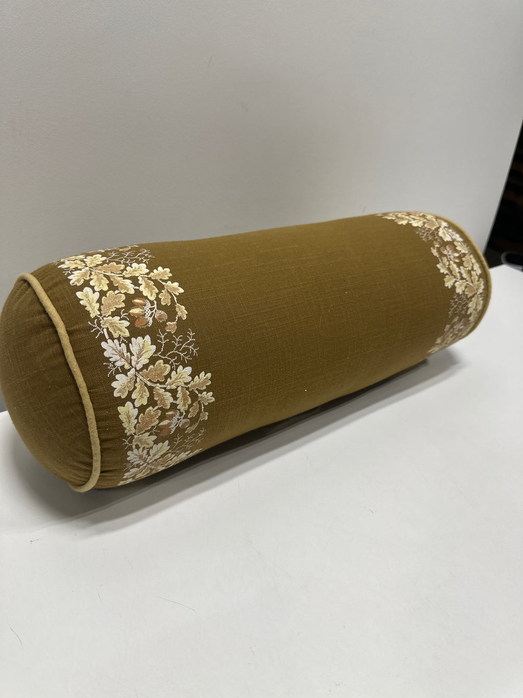 7’’x18’’ Oak Leaf Printed Bolster with Piping Throw Pillow Olive - Threshold™ Designed with Studio McGee - *Home Decor