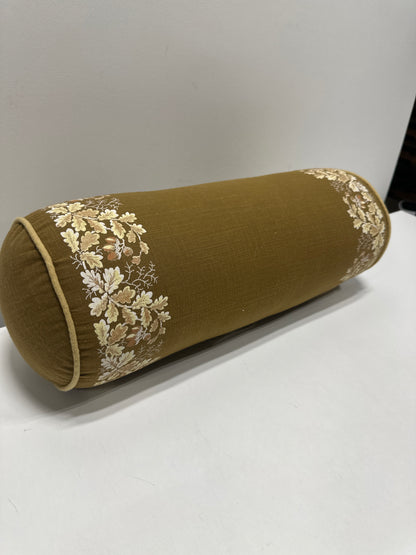 7"x18" Oak Leaf Printed Bolster with Piping Throw Pillow Olive - Threshold™ Designed with Studio McGee