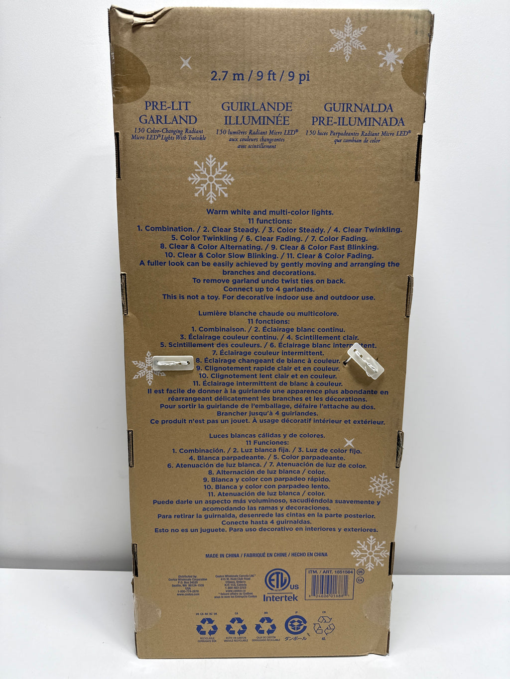 Kirkland 9’ Pre-lit LED With Twinkle Artificial Greenery Garland - *Christmas & Seasonal