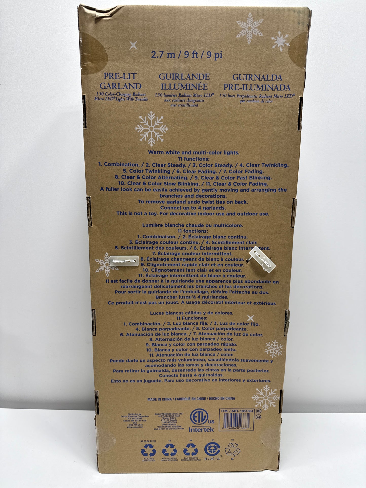 Kirkland 9’ Pre-lit LED With Twinkle Artificial Greenery Garland - *Christmas & Seasonal