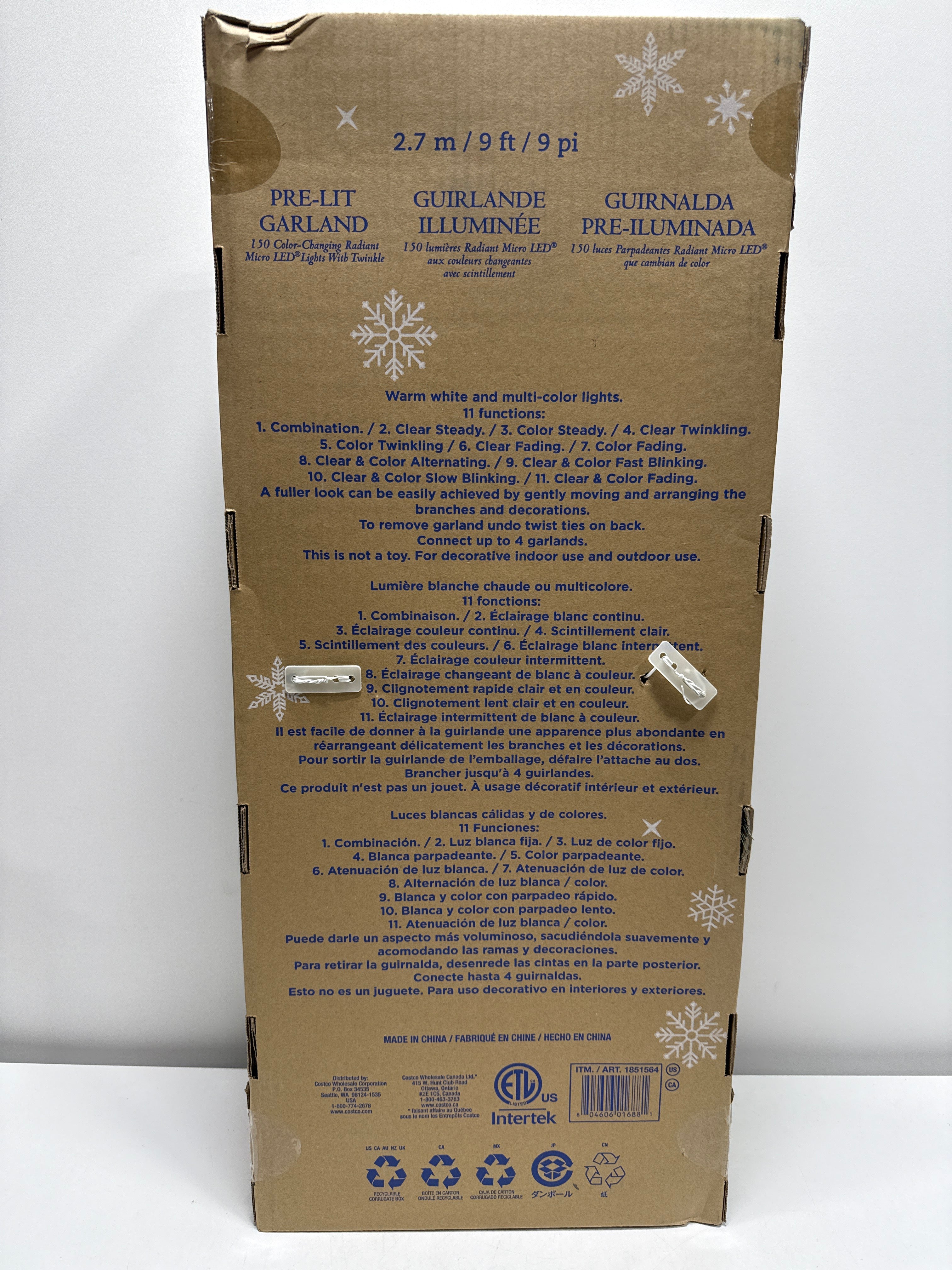 Kirkland 9’ Pre-lit LED With Twinkle Artificial Greenery Garland - *Christmas & Seasonal