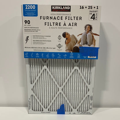Kirkland Signature High Performance Furnace Filter, 2200 Microparticle Performance Elite Allergen Reduction - 4 PAC
