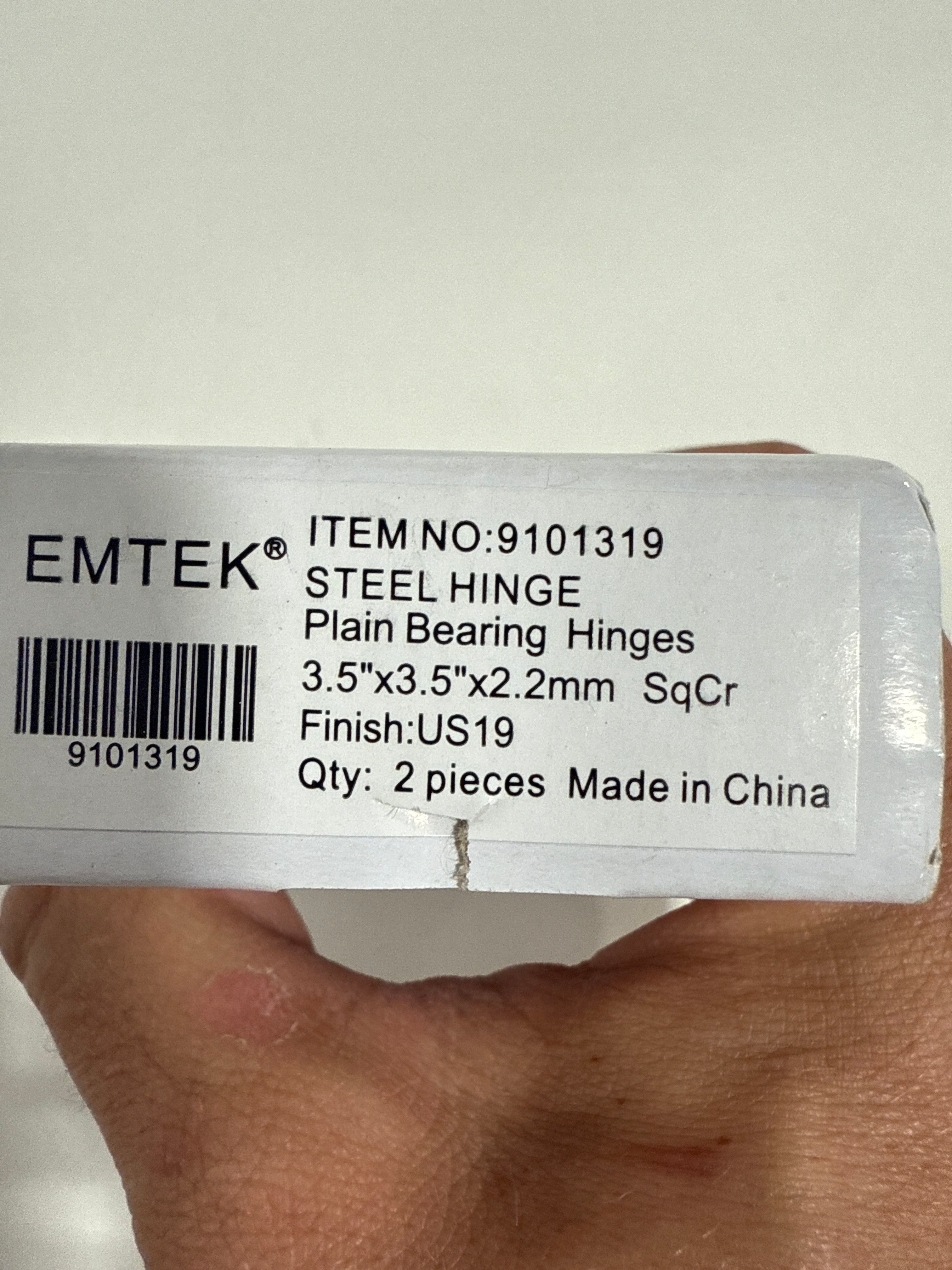 3 x Emtek Plain Bearing Square Corner Hinge Black - Pair 9101319 Us19 - *Tools Hardware & Misc
