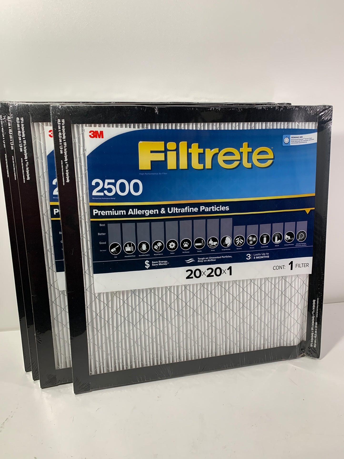 3M 2500 Series Filtrete 1 Filter 20 X 20 X 1 (Pack of 4)