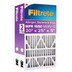 2 x Filtrete  20 x 25 x 5 Air Filter 5”, MPR 1550 MERV 12, Ultra Allergen, Bacteria, and Virus Deep Pleat Filter, 2-pack