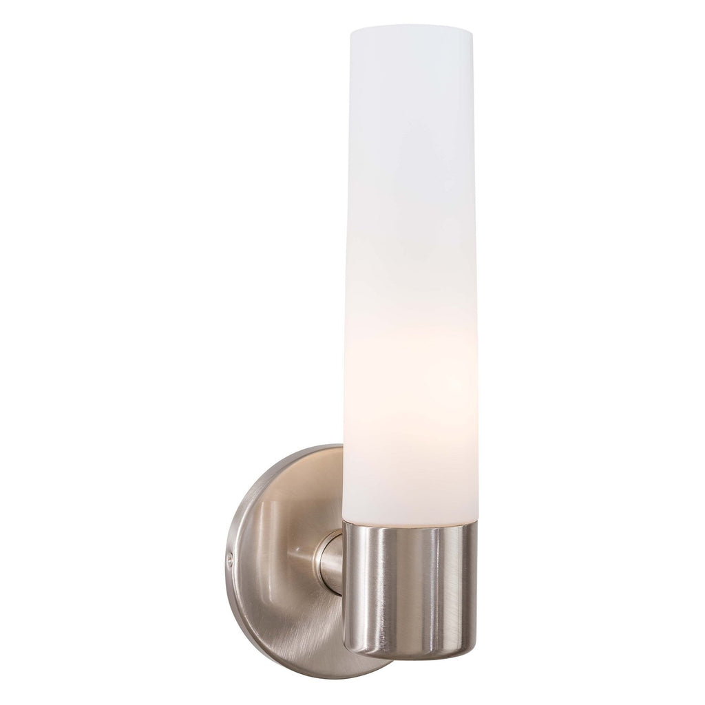 GEORGE KOVACS P5041-084 Saber Wall Sconce, 1-Light, 60 Total Watts, 12.5-in H x 5-in W, Brushed Nickel