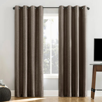 Sun Zero Pratt Tonal Texture Fleece Insulated 100% Blackout Window Curtains, 2-pack