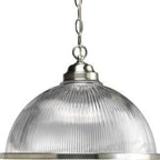 Progress Lighting Prismatic Collection 1-Light Pendant Brushed Nickel Clear Prismatic Glass Shade - *Lighting &