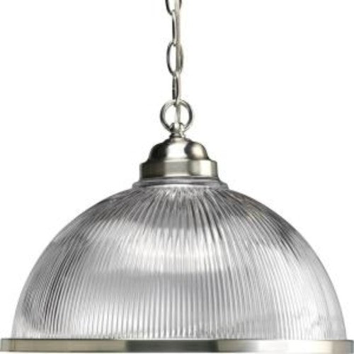 Progress Lighting Prismatic Collection 1-Light Pendant Brushed Nickel Clear Prismatic Glass Shade