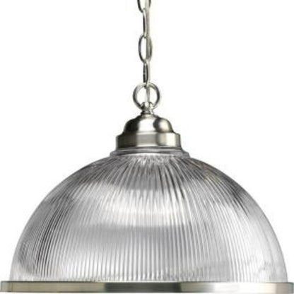 Progress Lighting Prismatic Collection 1-Light Pendant Brushed Nickel Clear Prismatic Glass Shade