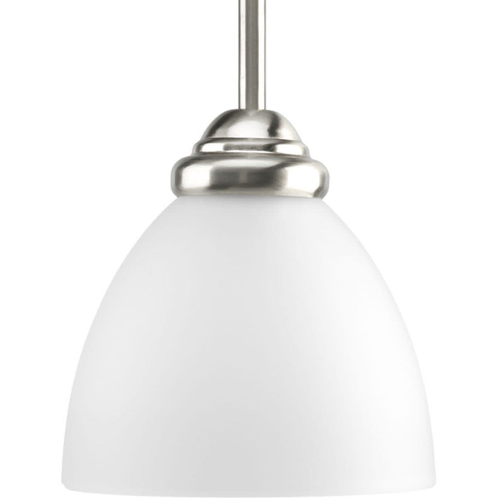 Progress Lighting Heart Collection 1-Light Mini-Pendant Brushed Nickel Etched Glass Shade