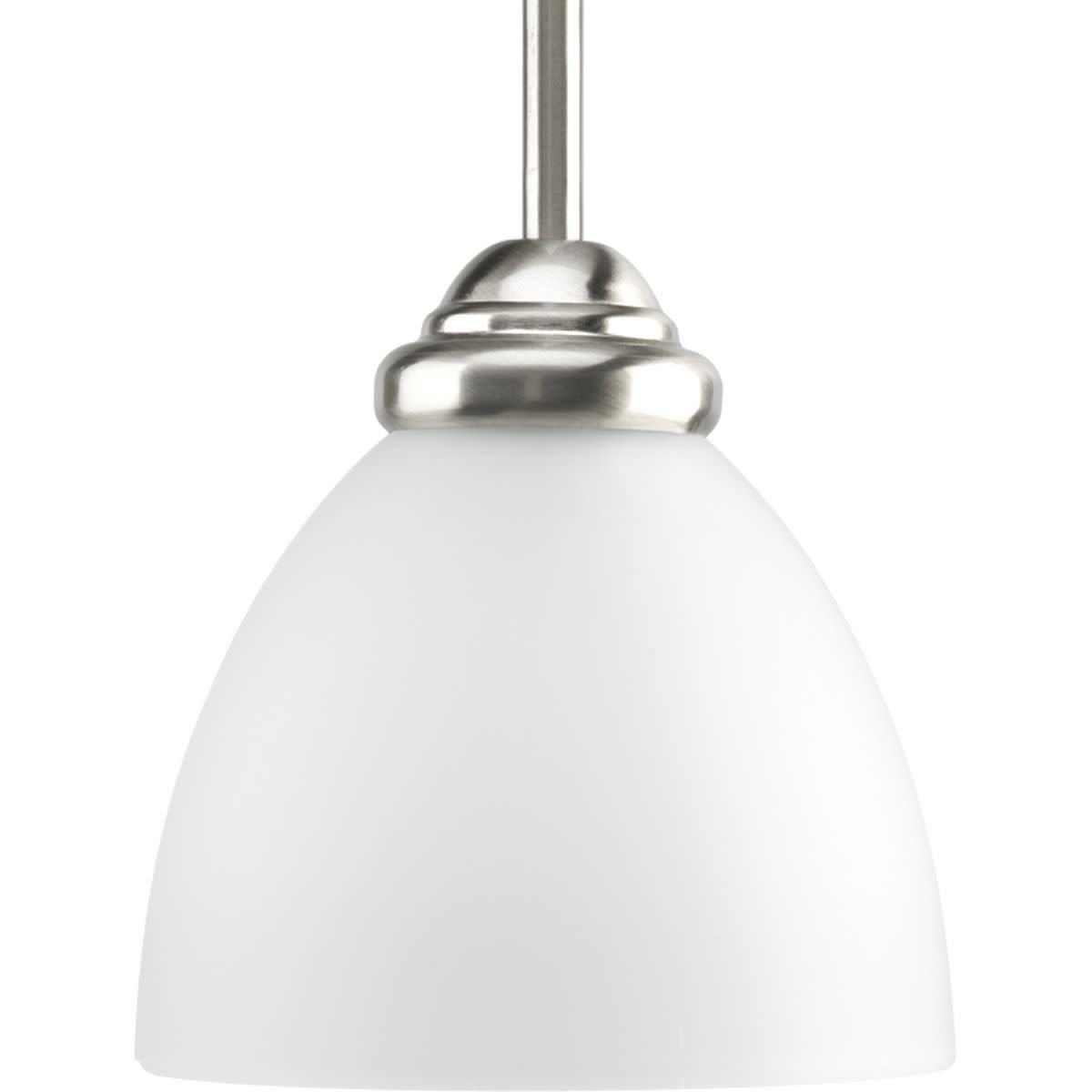Progress Lighting Heart Collection 1-Light Mini-Pendant Brushed Nickel Etched Glass Shade