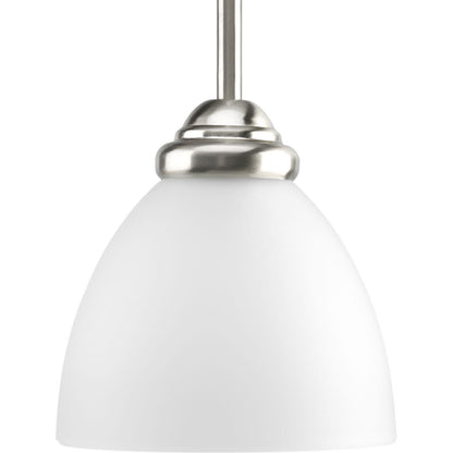 Progress Lighting Heart Collection 1-Light Mini-Pendant Brushed Nickel Etched Glass Shade