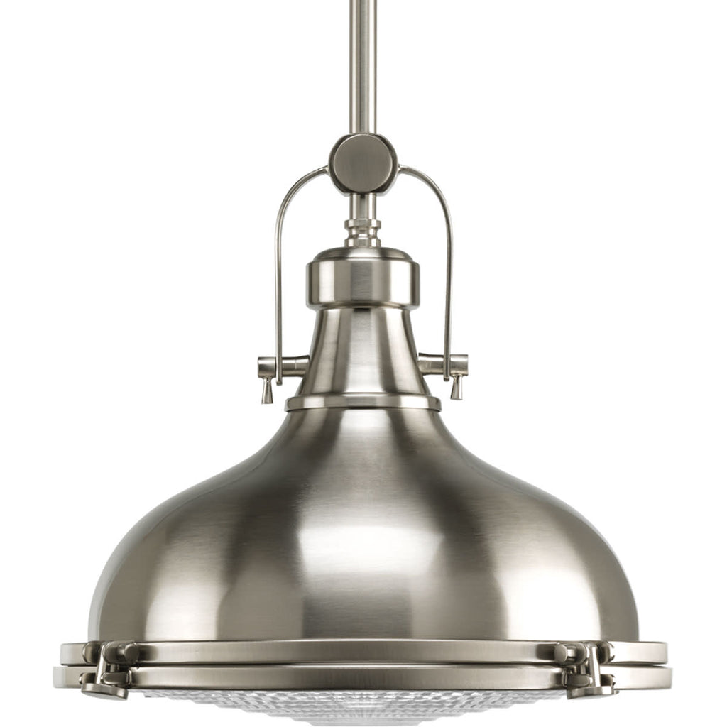 Progress Lighting P5188-LED Fresnel Lens Single Light 12" Wide LED Pendant Brushed Nickel