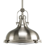Progress Lighting P5188-LED Fresnel Lens Single Light 12" Wide LED Pendant Brushed Nickel