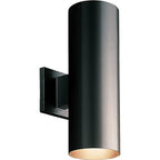 Progress Lighting P5675-LED Cylinder 2 Light LED Wall Sconce with Metal Cylinder Shade - 14" Tall Black Outdoor Lighting Wall Sconces Outdoor Wall