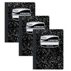 Mead Composition Notebooks 3 Pack Wide Ruled Paper 9-3/4’’ X 7-1/2’’ 100 Sheets per Comp Book Black Marble - *Computers