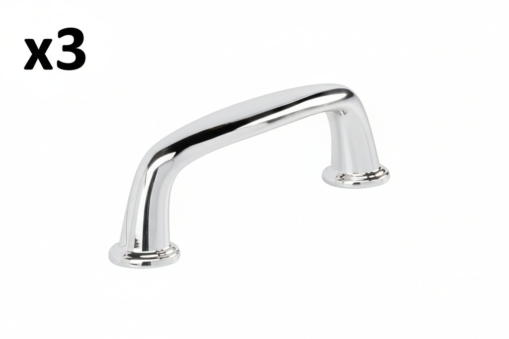 3 x Kane 3 in. (76mm) Classic Polished Chrome Arch Cabinet Pull - *Tools Hardware & Misc