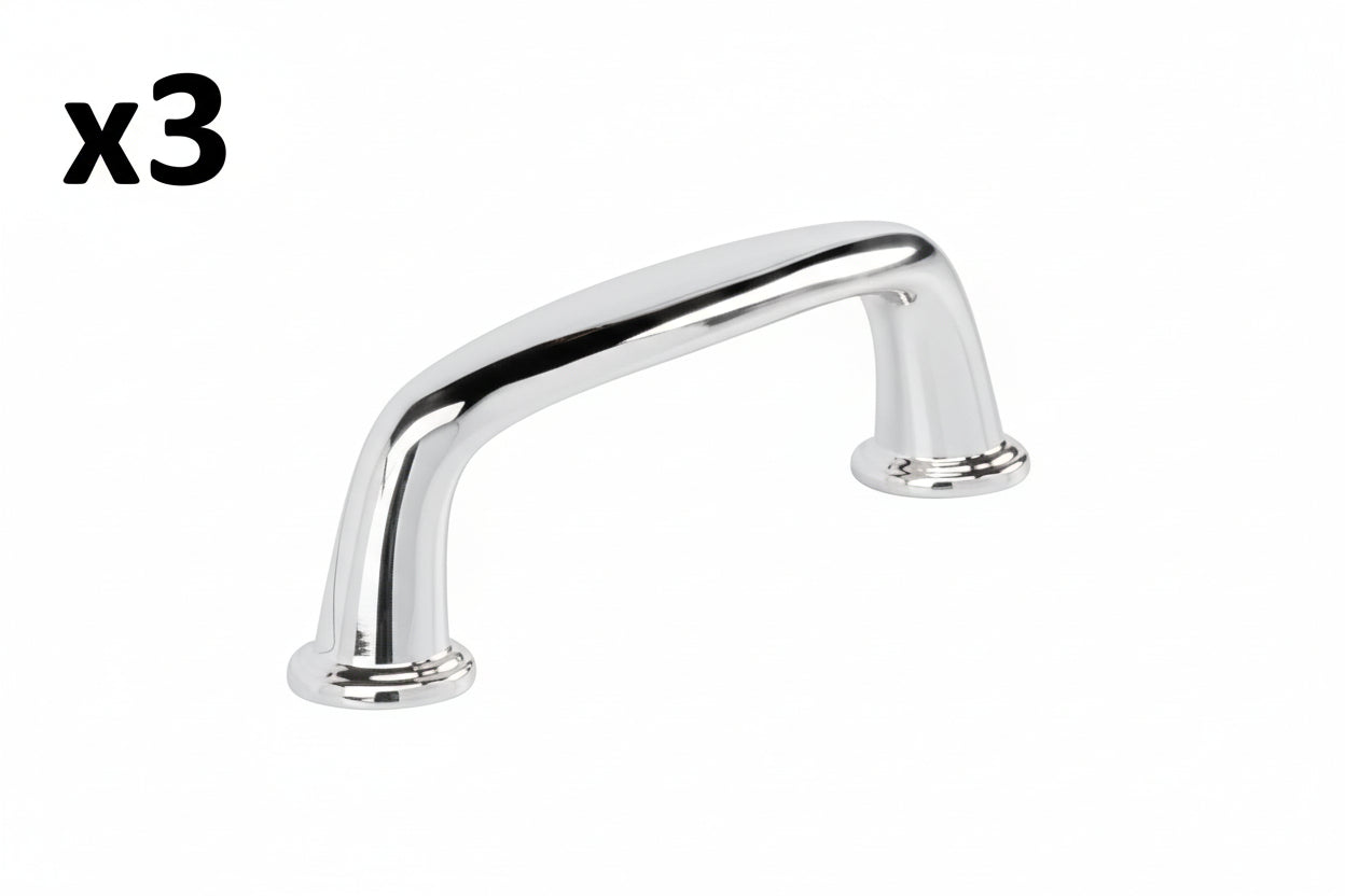 3 x Kane 3 in. (76mm) Classic Polished Chrome Arch Cabinet Pull - *Tools Hardware & Misc