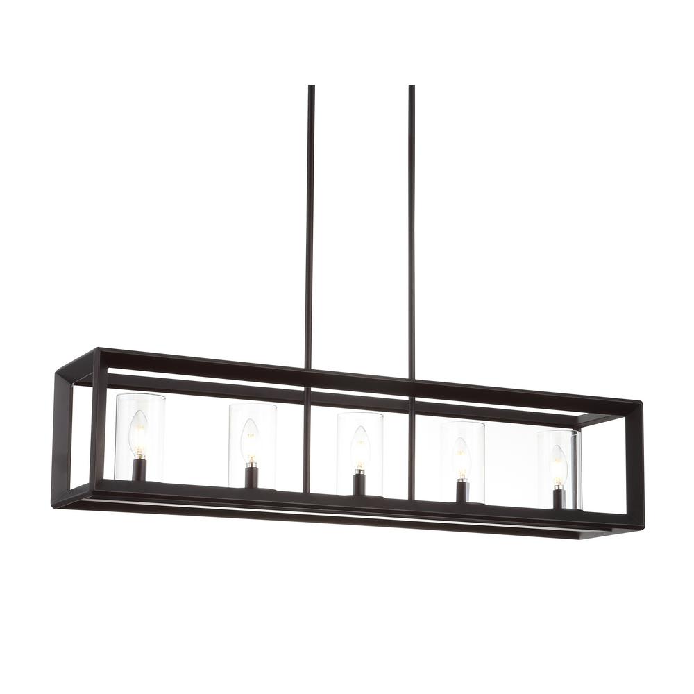 Anna 38.5" Linear 5-light Metal/Glass LED Pendant