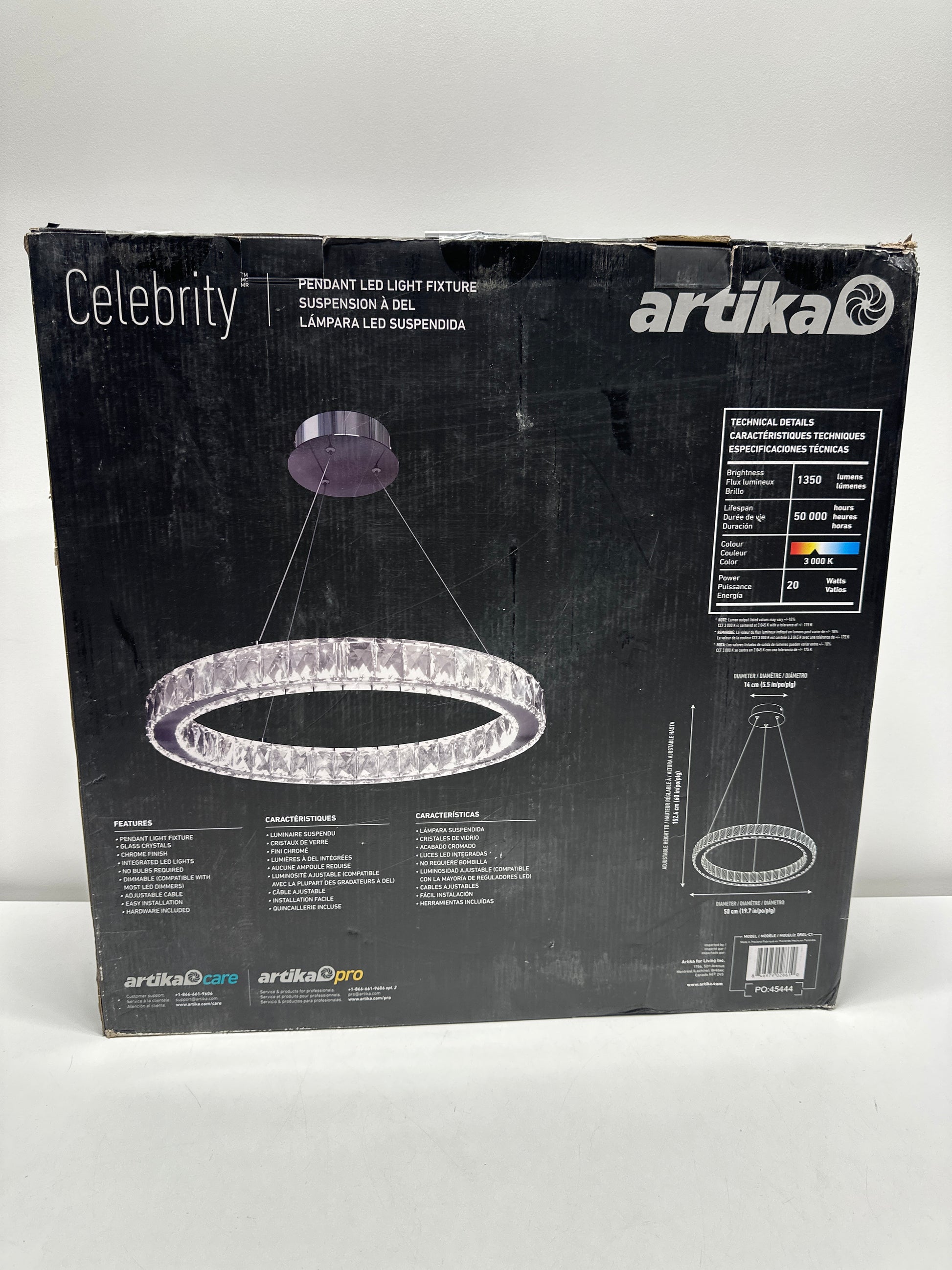 artika Celebrity 20W LED Glam Chandelier Chrome Base with Glass Crystal Diffusers - Ideal for Dining Room Kitchen Light